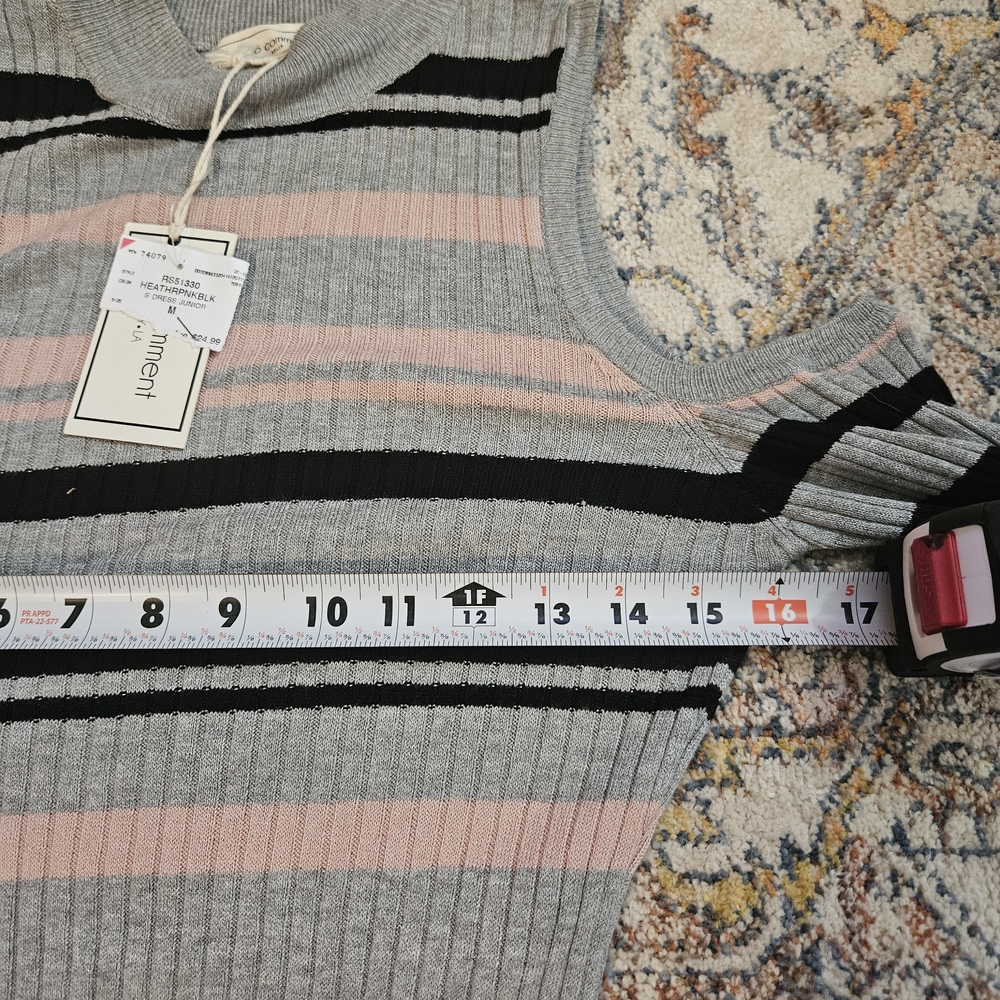 No Comment Striped Ribbed Knit Cold Shoulder Spring Maxidress Medium - Picture 6 of 7